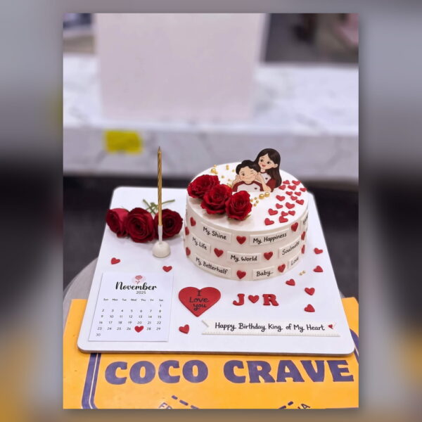 Couple Hearts Cake with Roses in Lahore — delivered in Sabzazar, Lahore
