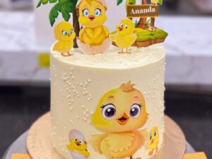 Cream Duck First Birthday Cake in Lahore