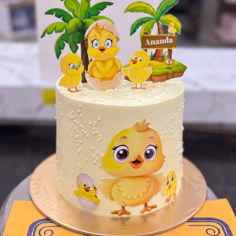 Cream Duck First Birthday Cake in Lahore
