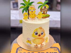 Cream Duck First Birthday Cake in Lahore
