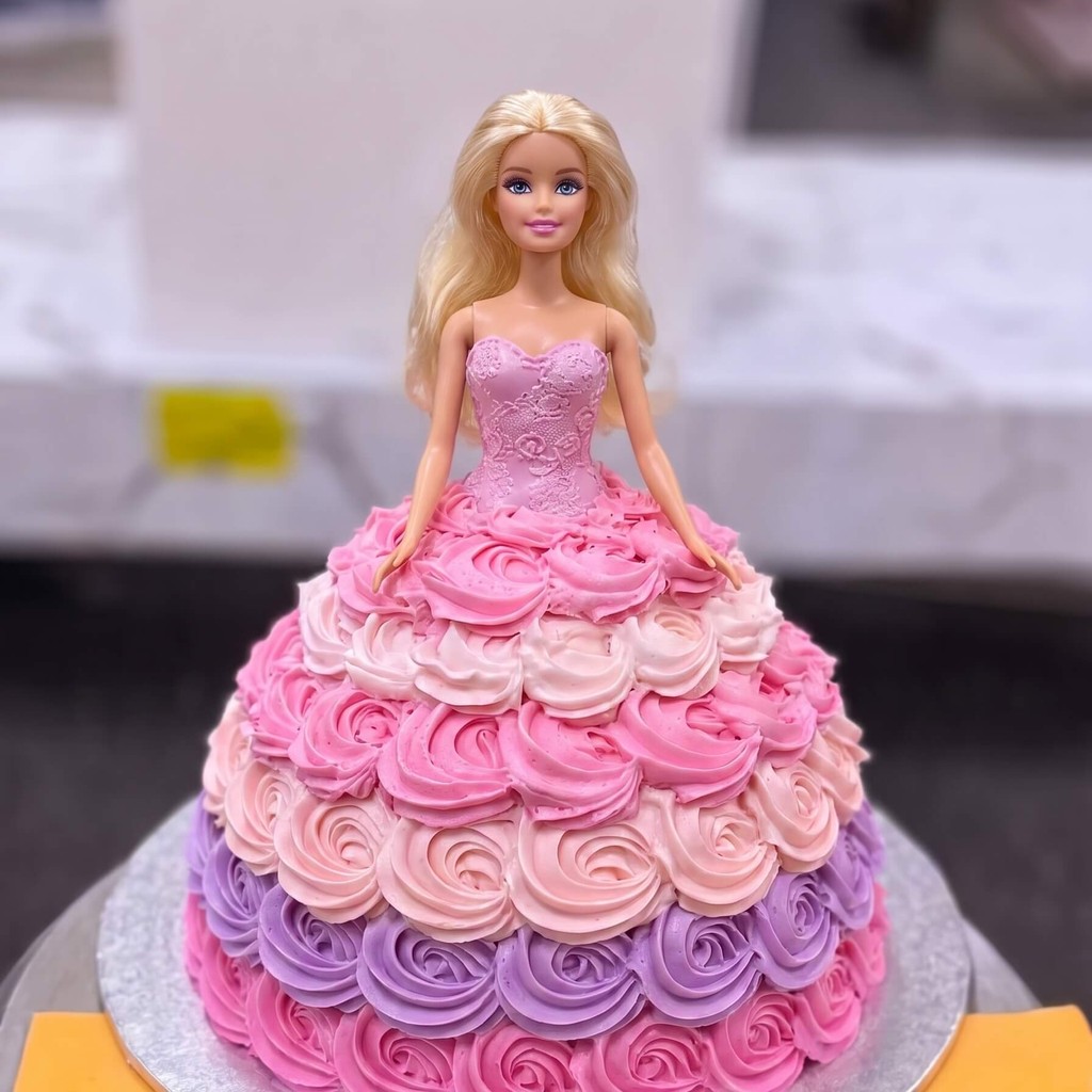 Magical Barbie Cakes in Lahore for Girls: 2026 Designer Guide 15 Ombre Rosette Barbie Cake in Lahore — Cococrave Lahore