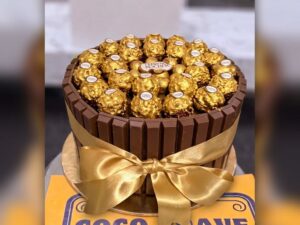 Ferrero Rocher Ribbon Barrel Cake in Lahore
