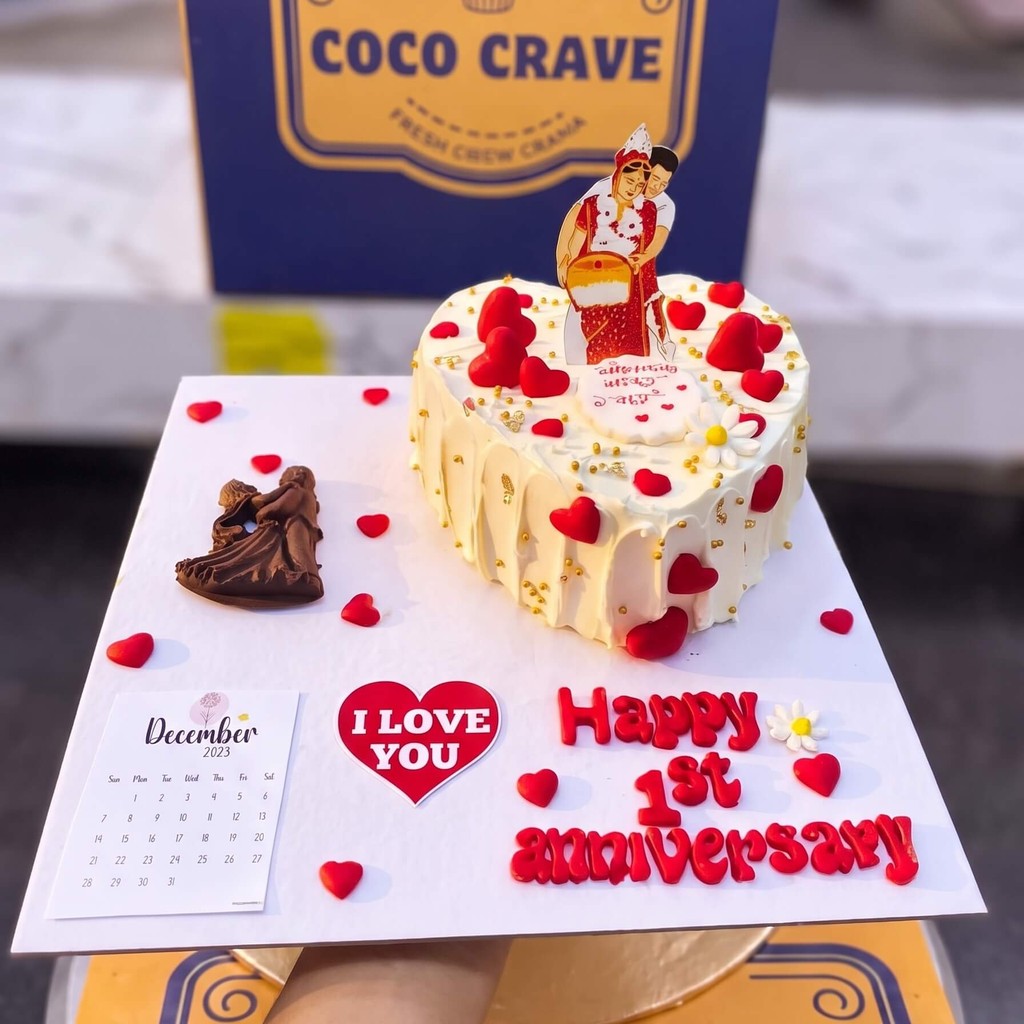 First Anniversary Heart Cake with Roses in Lahore First Anniversary Heart Cake with Roses by CocoCrave.pk in Lahore