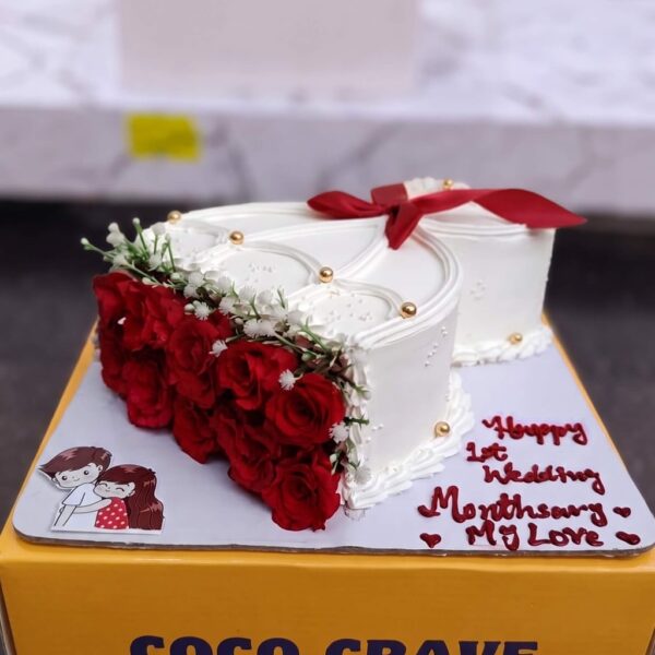 First Wedding Anniversary Heart Cake in Lahore — delivered in Gulberg, Lahore