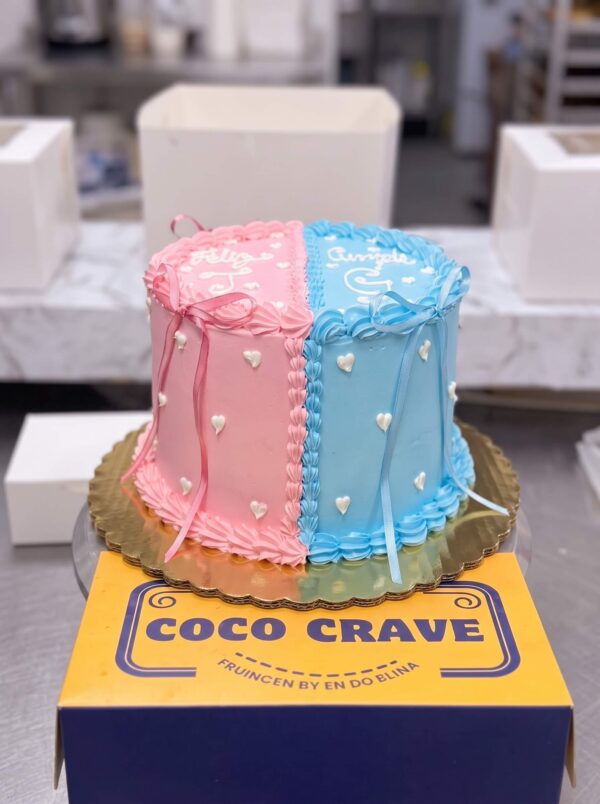 Pink and Blue Gender Reveal Cake in Lahore — delivered in Lahore