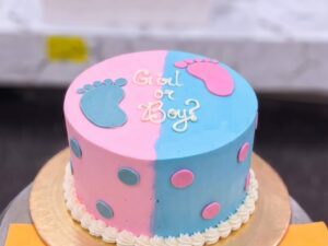 Girl or Boy Gender Reveal Cake with Footprints in Lahore
