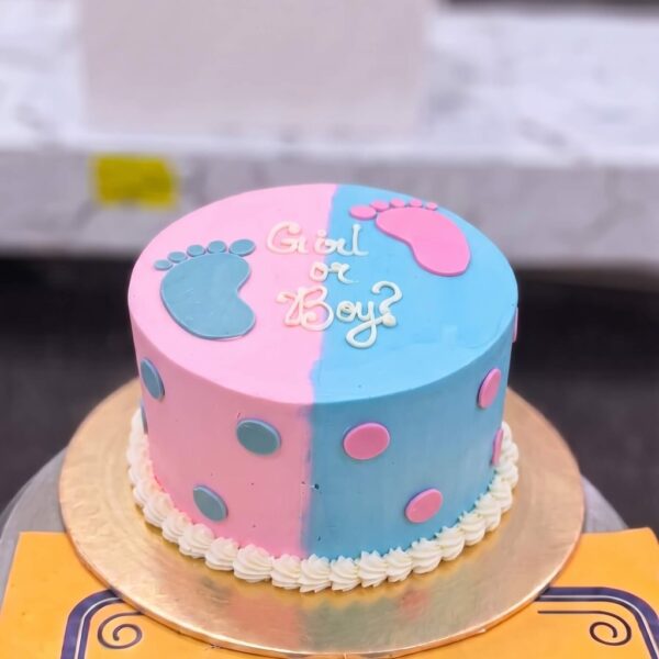 Girl or Boy Gender Reveal Cake with Footprints in Lahore — delivered in Lahore