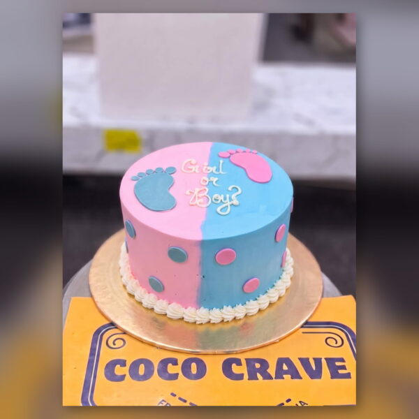 Girl or Boy Gender Reveal Cake with Footprints in Lahore — delivered in Lake City, Lahore