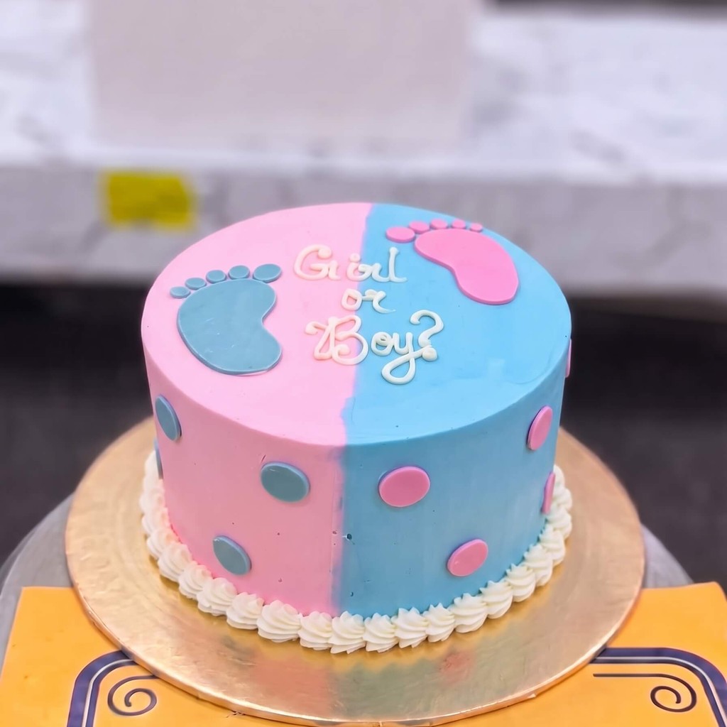 Girl or Boy Gender Reveal Cake with Footprints in Lahore Girl or Boy Gender Reveal Cake with Footprints by CocoCrave.pk in Lahore