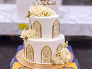 Gold Arch Jaali Two Tier Nikkah Cake in Lahore