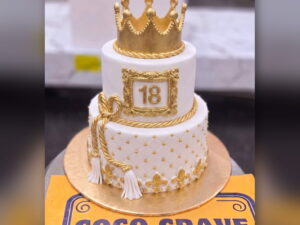 Gold Eighteen Two Tier Crown Cake in Lahore — CocoCrave.pk Lahore