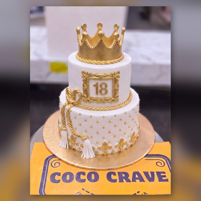 Gold Eighteen Two Tier Crown Cake in Lahore