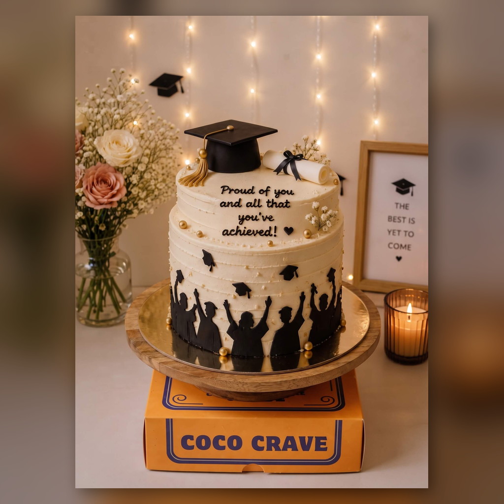 Graduation Cap Silhouette Cake in Lahore Graduation Cap Silhouette Cake in Lahore — CocoCrave.pk Lahore