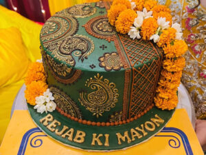 Green Gold Mayoun Celebration Cake in Lahore
