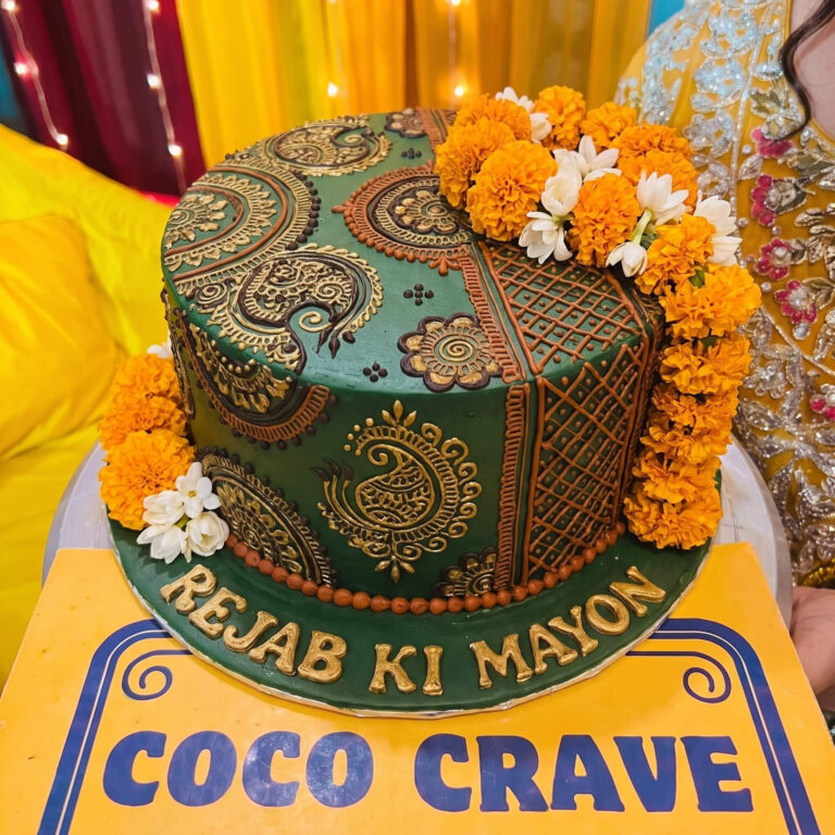 Green Gold Mayoun Celebration Cake in Lahore