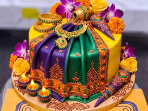 Green Marigold Mehndi Cake in Lahore
