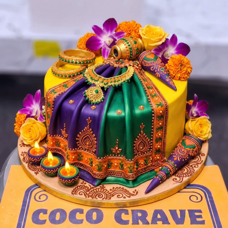 Green Marigold Mehndi Cake in Lahore