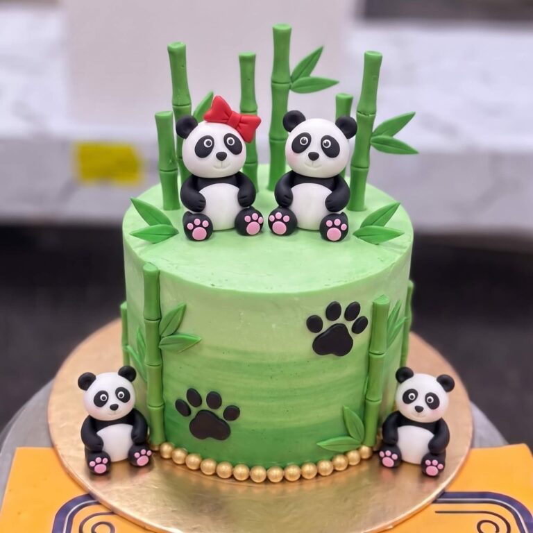 Green Panda Bamboo Birthday Cake in Lahore