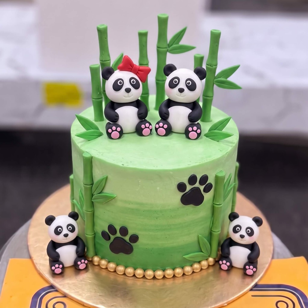 Green Panda Bamboo Birthday Cake in Lahore — CocoCrave.pk Panda Cakes by CocoCrave.pk — premium panda cakes delivered in Lahore