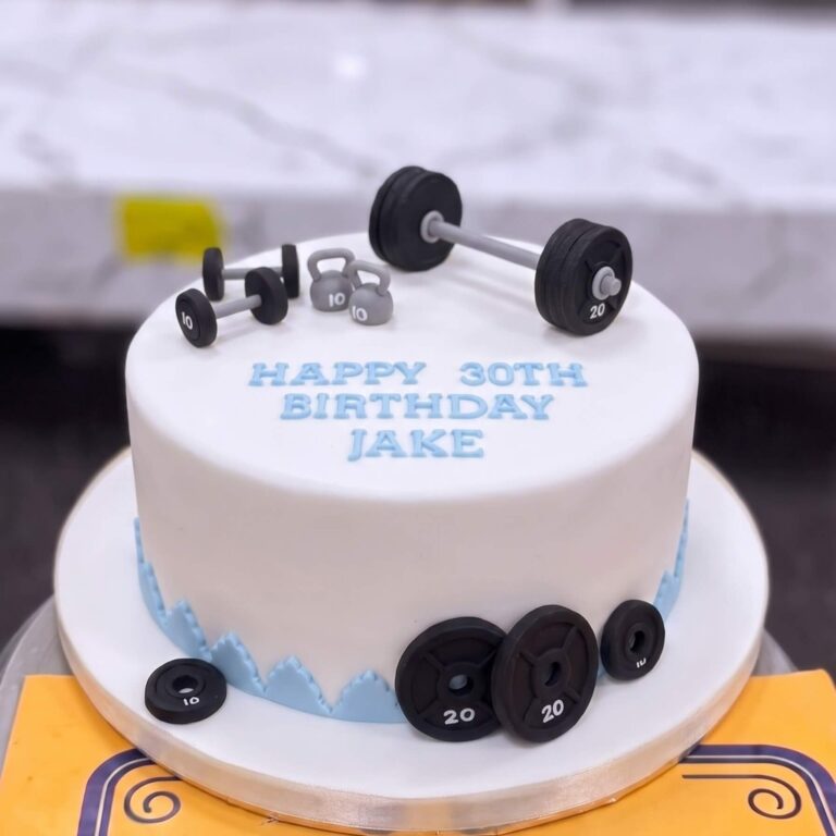 Gym Cake with Barbell and Weights in Lahore
