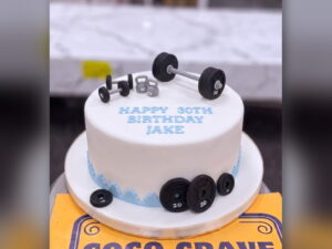 Gym Cake with Barbell and Weights in Lahore
