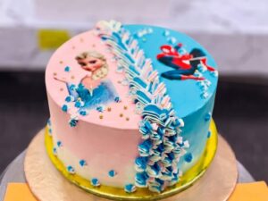 Half Frozen Half Car Sibling Cake in Lahore