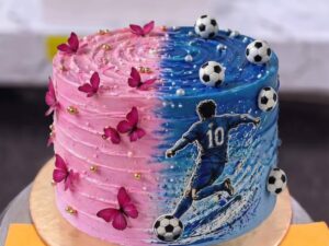 Half Pink Half Football Cake in Lahore