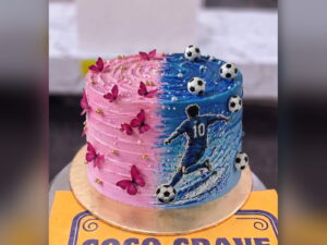 Half Pink Half Football Cake in Lahore