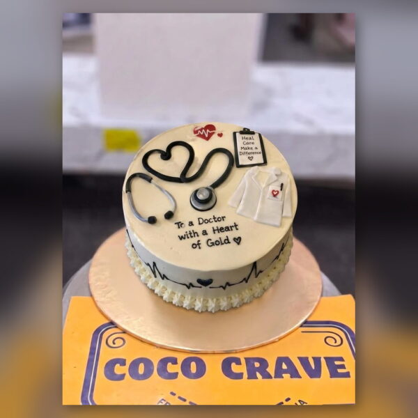 Heart of Gold Doctor Cake in Lahore — delivered in Eme Society, Lahore