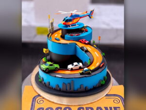 Helicopter and Car Track Cake in Lahore