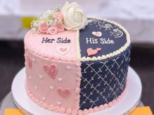 Her Side His Side Anniversary Cake in Lahore
