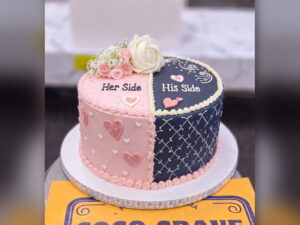 Her Side His Side Anniversary Cake in Lahore — delivered in Lahore Cake Delivery Dha, Lahore