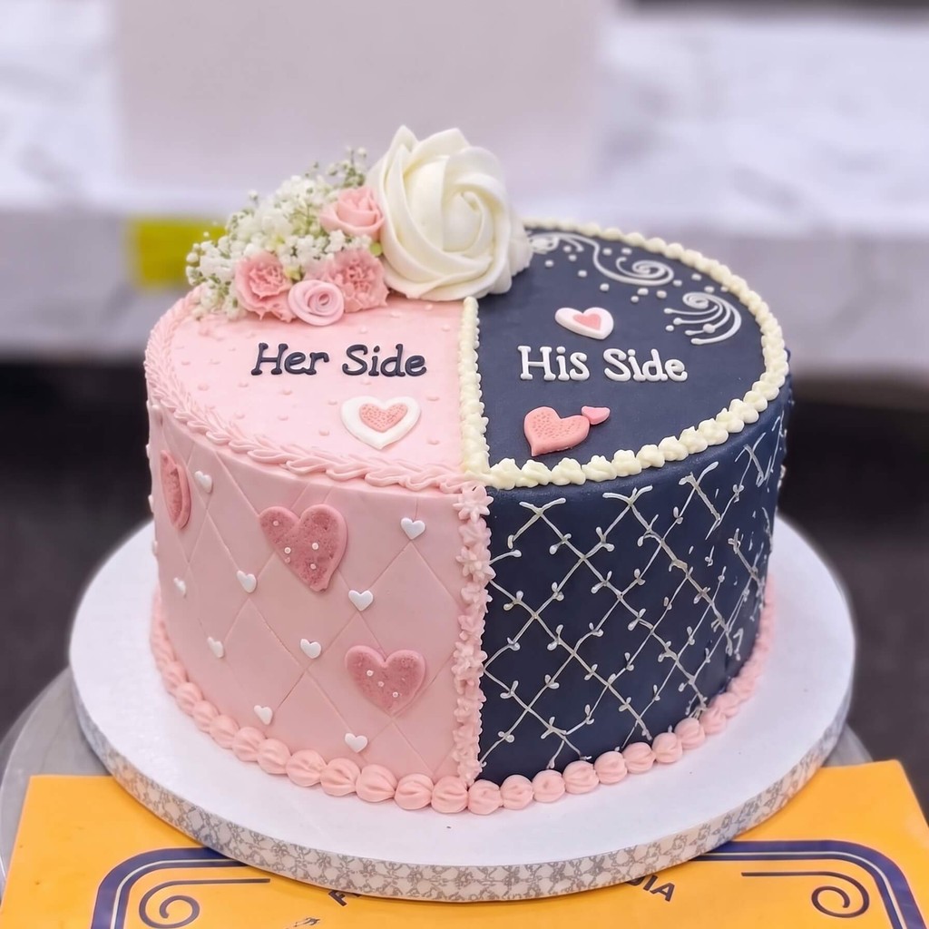 Her Side His Side Anniversary Cake in Lahore Her Side His Side Anniversary Cake by CocoCrave.pk in Lahore