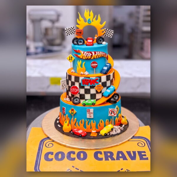 Hot Wheels Four Tier Cake in Lahore — delivered in Eme Society, Lahore