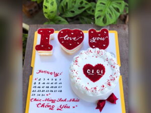 I Love You Heart Cake in Lahore