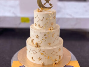 Ivory Gold Crescent Three Tier Cake in Lahore — delivered in Lahore, Lahore