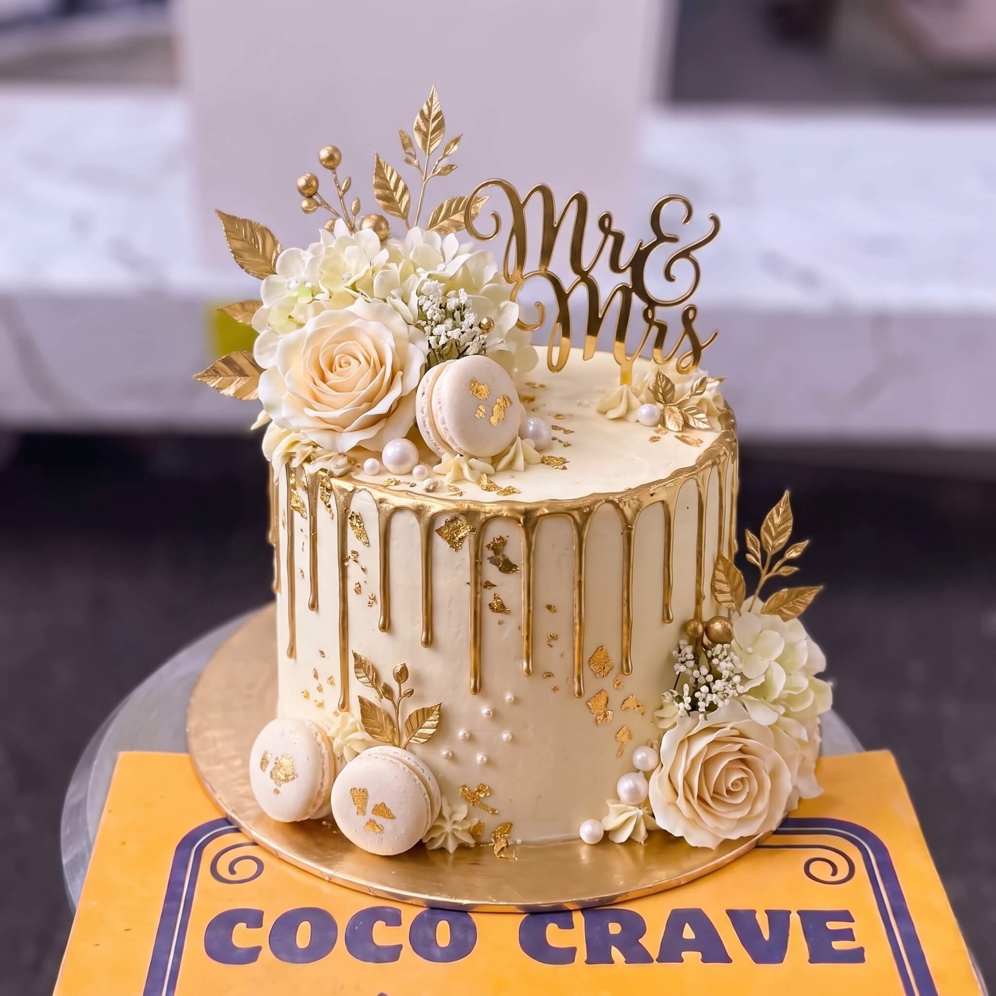 Ivory Gold Drip Mr and Mrs Cake in Lahore Ivory Gold Drip Mr and Mrs Cake in Lahore — CocoCrave Lahore