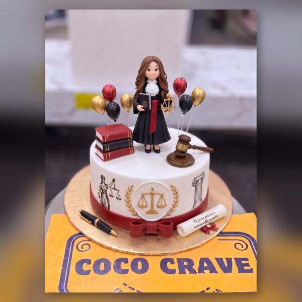 Lady Lawyer Cake with Gavel in Lahore — delivered in Eme Society, Lahore