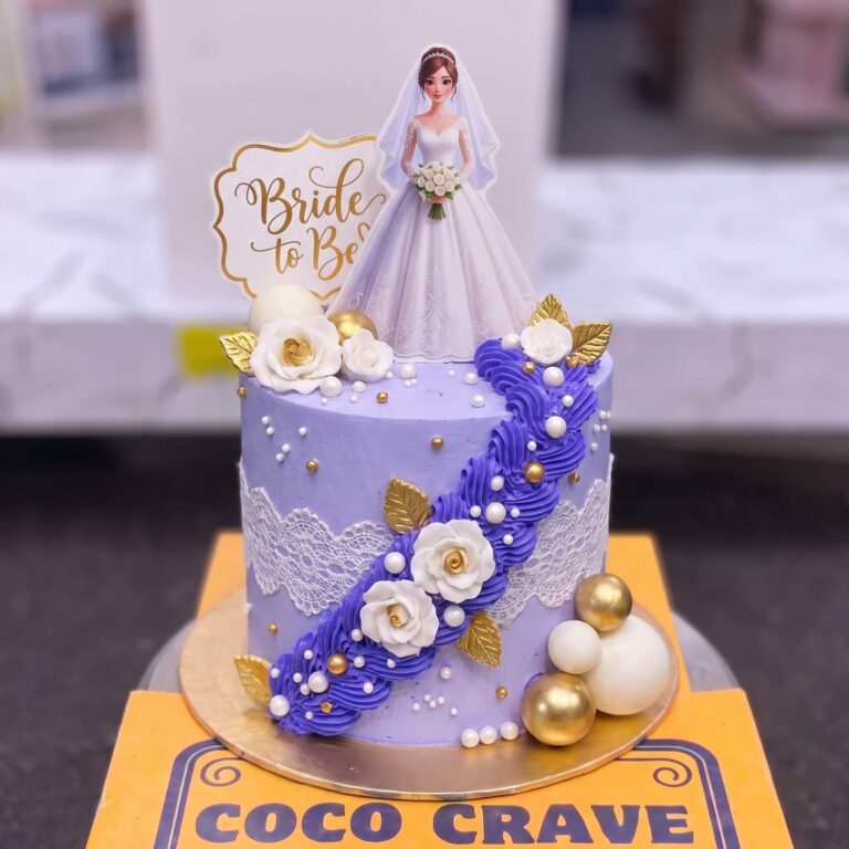 Lavender Bride Figurine Floral Cake in Lahore