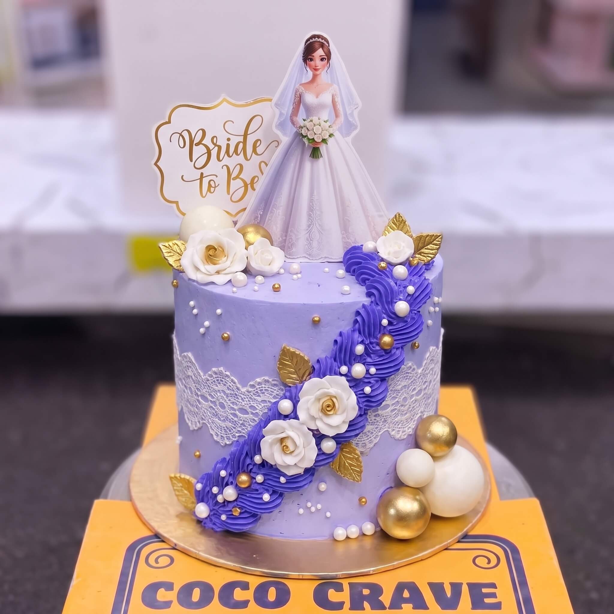 Lavender Bride Figurine Floral Cake in Lahore Lavender Bride Figurine Floral Cake in Lahore — CocoCrave Lahore