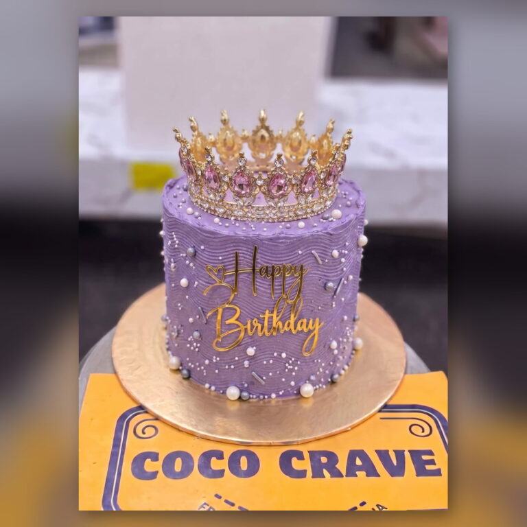 Lavender Pearl Crown Cake in Lahore