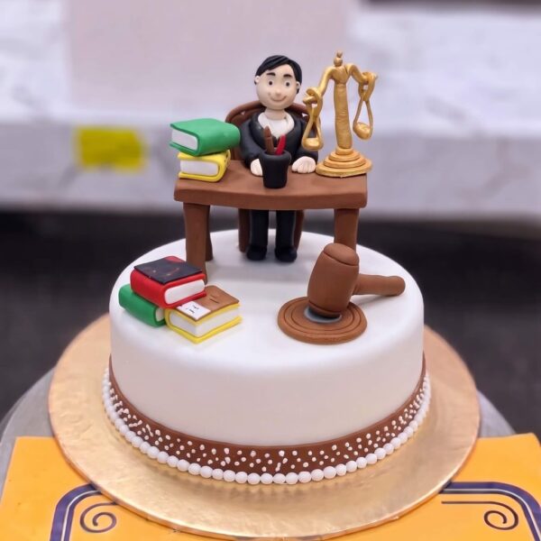 Lawyer Cake with Gavel and Books in Lahore — delivered in Eme Society, Lahore