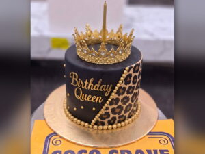 Leopard Print Birthday Queen Crown Cake in Lahore