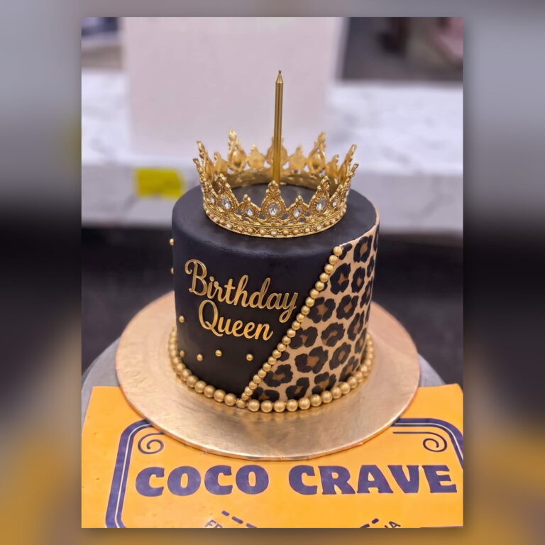 Leopard Print Birthday Queen Crown Cake in Lahore