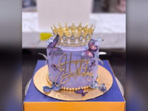 Lilac Butterfly Crown Cake in Lahore