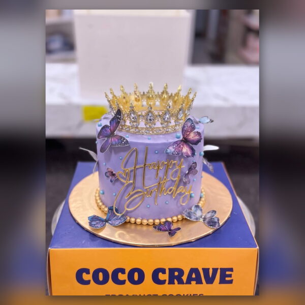 Lilac Butterfly Crown Cake in Lahore — delivered in Lahore