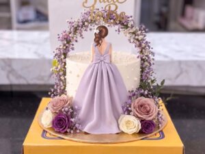Lilac Flower Arch Bridal Shower Cake in Lahore