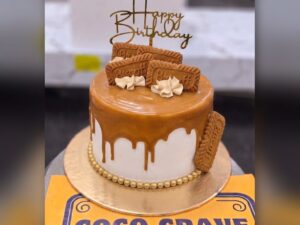 Lotus Biscoff Birthday Drip Cake in Lahore