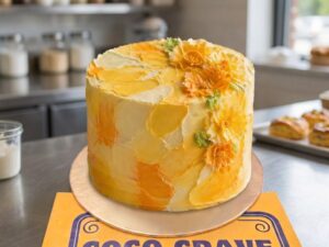 Yellow Palette Knife Floral Cake in Lahore — CocoCrave Lahore