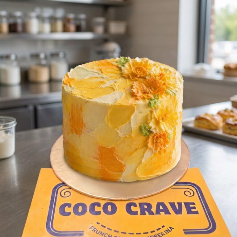 Yellow Palette Knife Floral Cake in Lahore